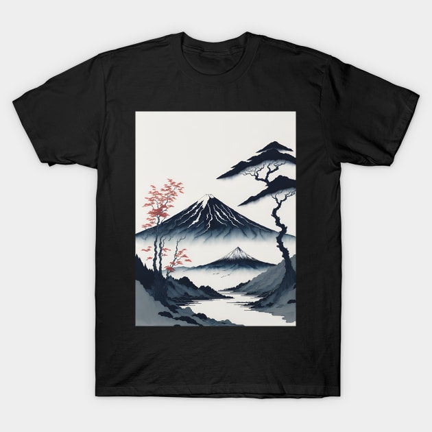 Serene Mount Fuji Sunset - Peaceful River Scenery T-Shirt by star trek fanart and more